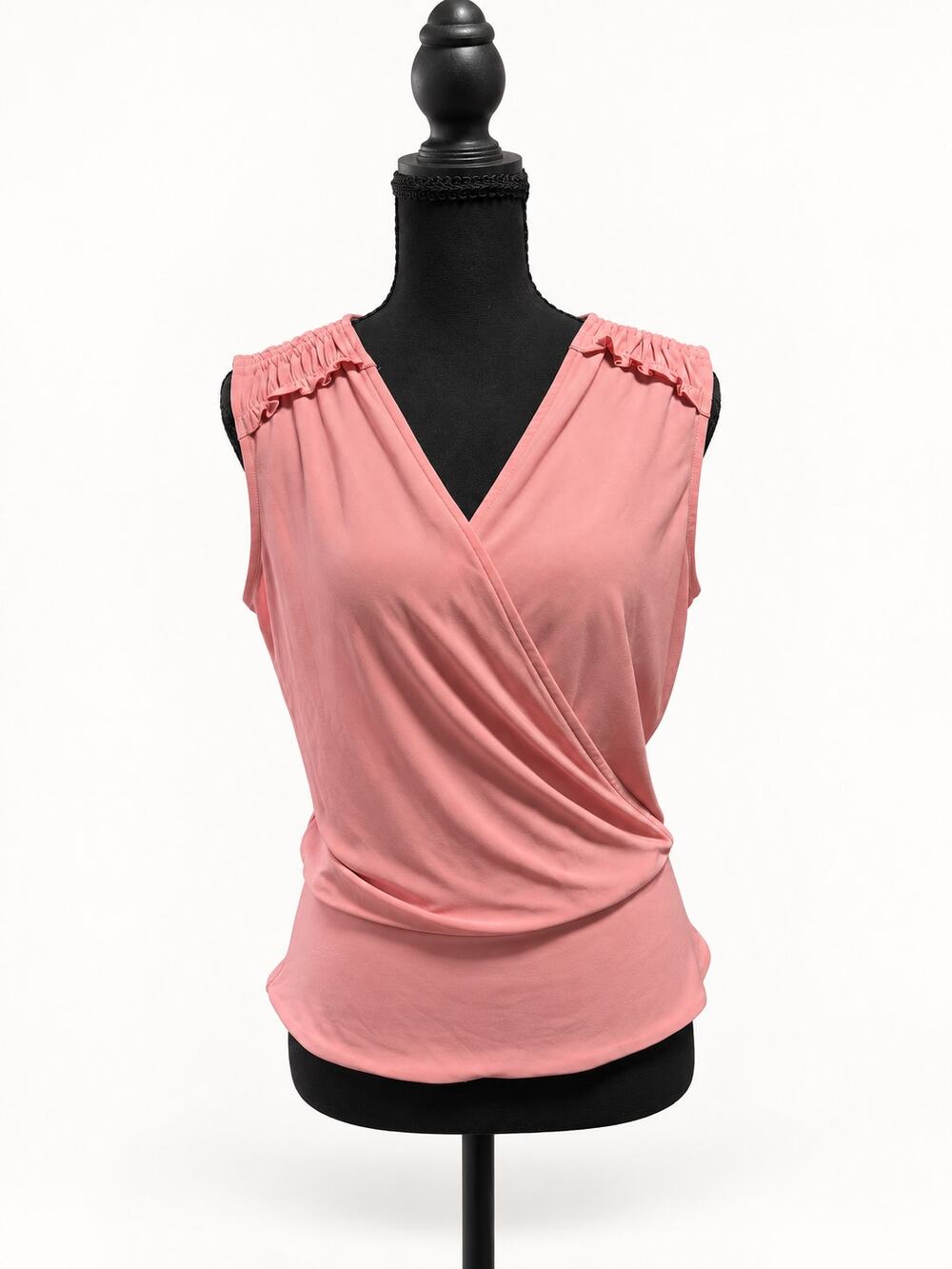 WHBM Outlet Pink Surplice Draped Sleeveless Top Size Small